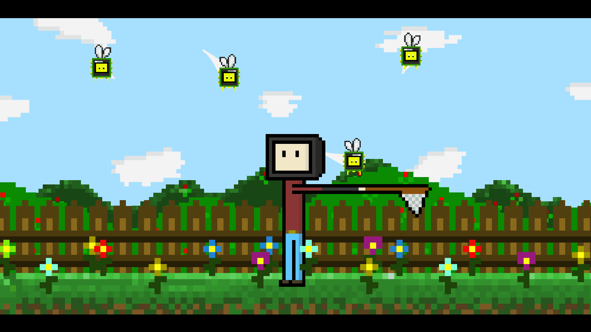 Captura de un proyecto de alumno: cazando bichos en un jardín